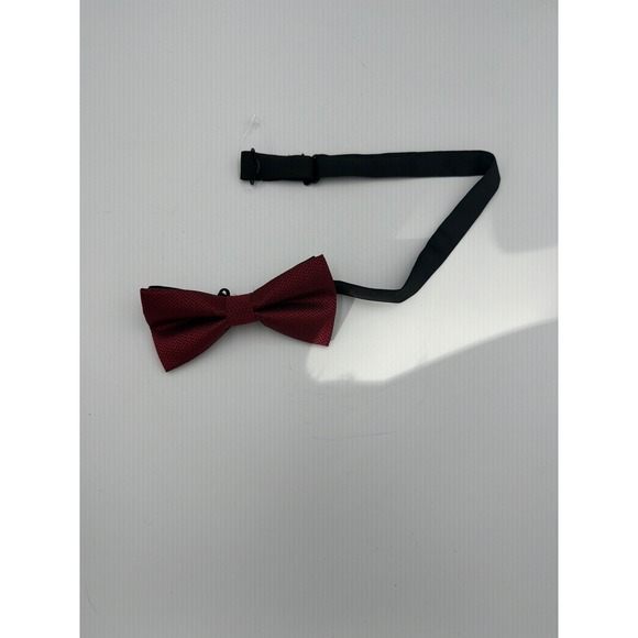 Other - Burgundy Herringbone Pre-Tied Bow Tie Mens Adjustable Formal Neckwear Dark Red